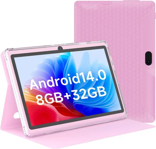 Vista 9 de HOTTABLET Tablet Android 14.0 de 7 pulgadas con funda protectora, 8 GB (4+4 GB expandir) RAM+ 32 GB ROM, pantalla IPS, cámara dual, Bluetooth 5.0