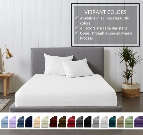 Vista 7 de Queen Percale Sheets Set – 100% Egyptian Long Staple Percal Cotton, 800 Thread Count, Oversized [60” x 80”] with 10” Deep Pockets, Soft, Crisp &