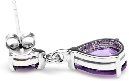 Vista 3 de Silvershake Genuine Pear Shape Gemstones 925 Sterling Silver Drop Dangle Post Earrings Jewelry for Women Business Attire