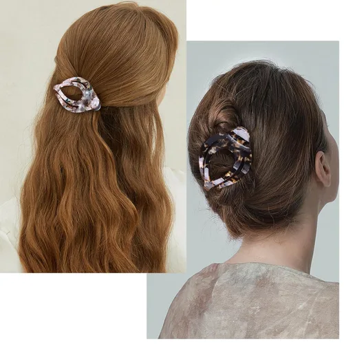 Vista 4 de Mistofu 3 pinzas planas de garra – Pinzas curvadas francesas Concord – Fuerte agarre antideslizante garra para mujeres – Pinza grande para cabello