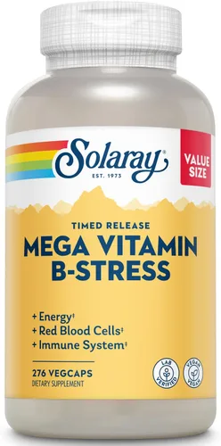Vista 10 de SOLARAY Mega Vitamina B-Estrés, Complejo vitamínico B de liberación programada con 1000 mg de vitamina C para el estrés, la energía y el apoyo a