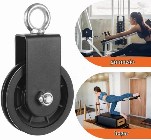 Vista 6 de Paquete de 4 ruedas de polea de cable silenciosas, sistema de polea de gimnasio resistente de 3.543 in con rotación de 360°, rodamientos de acero