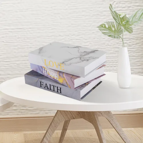 Vista 2 de Cajas de libros de imitación decorativas para el hogar: juego de 3 para mesa de entrada, mesa de café, decoración de estantería con cierre magnético