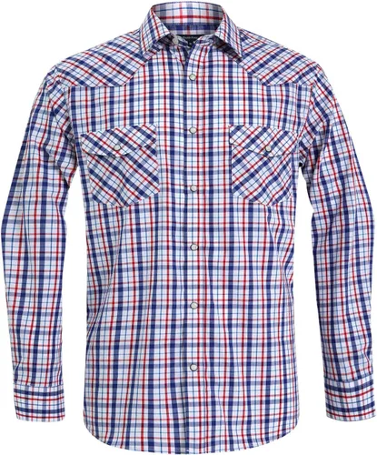 Vista 9 de Men's Western Cowboy Shirts-Long Sleeve Snap Button Plaid Shirt, Regular Fit Cotton Casual Shirt