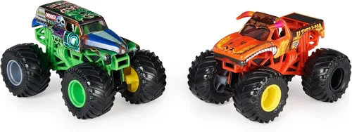 Vista 2 de Monster Jam, Camiones monstruo oficiales de Grave Digger Vs. El Toro Loco fundidos a presión, escala 1:64, juguetes para niños de 3 años en adelante