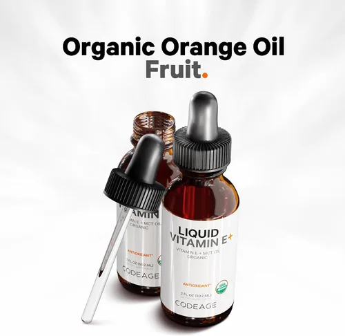 Vista 4 de Codeage Vitamina E líquida - Vitamina E orgánica certificada por el USDA, suministro de 2 meses - Acetato de tocoferol D-alfa, aceite de MCT