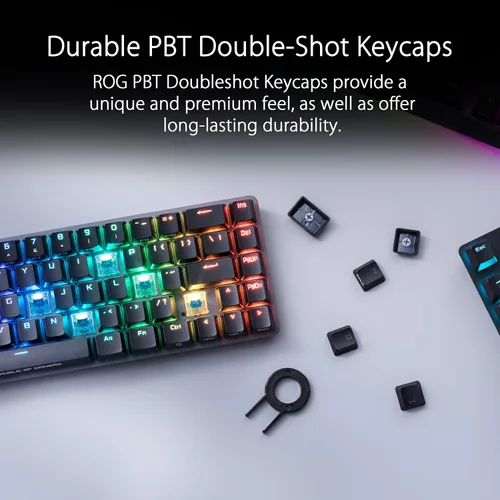 Vista 5 de ASUS ROG Falchion Teclado mecánico inalámbrico 65% para juegos 68 teclas, Aura Sync RGB, duración de batería extendida, panel táctil interactivo