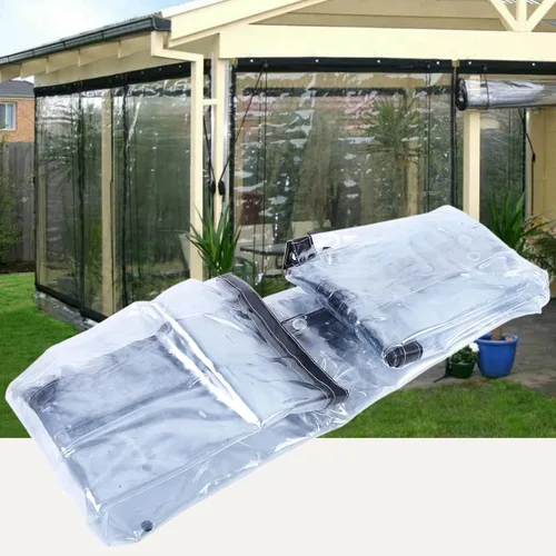 Vista 10 de Toldo transparente impermeable de grado comercial, toldo de vinilo transparente enrollable para tiendas de campaña, toldos, toldos, cortinas (negro)