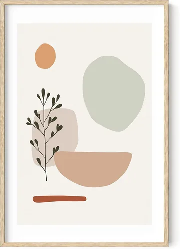 Vista 15 de HAUS AND HUES Arte de pared con estampado bohemio de mediados de siglo, póster minimalista moderno y estampado bohemio neutro, pintura de hojas