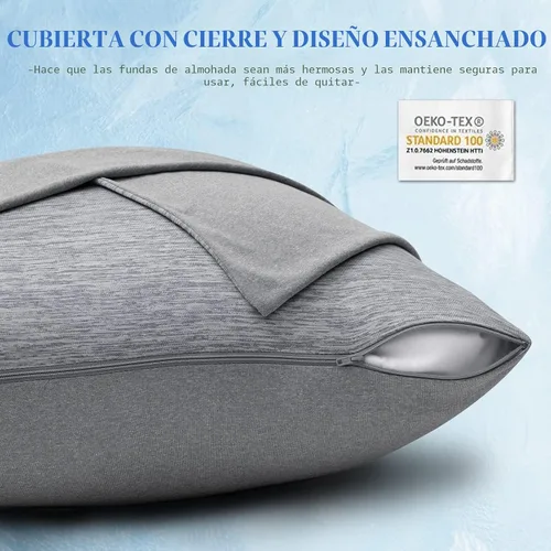 Vista 6 de CHOSHOME Fundas de almohada refrescantes con cremallera Fundas de almohada Q-Max > 0.45 con cremallera para personas que duermen con calor, suaves