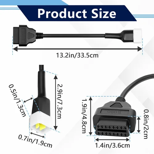 Vista 3 de Cable de diagnóstico OBDII de 6 pines a 16 pines para Delphi, motocicleta 6 pines a 16 pines adaptador OBD2 conector para Delphi y Suzuki