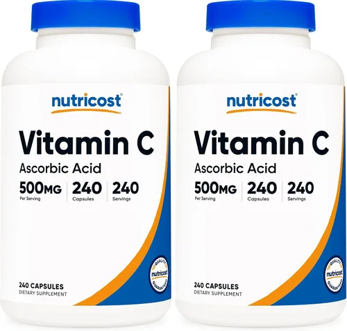 Vista 6 de Nutricost Vitamina C 500 mg, 240 cápsulas, vegetariana, sin gluten y sin OMG