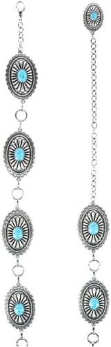Vista 2 de ARIAT Cinturón de cadena de concha turquesa - Señoras, Plata