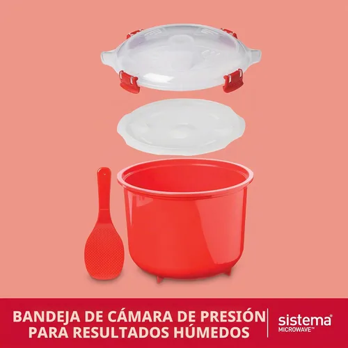 Vista 4 de Taper Sistema para arroz, microondas, cocina, Arroz, Rojo