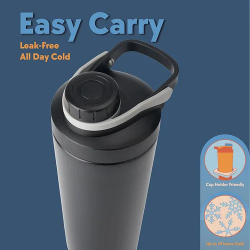 Vista 4 de Paradise Shaker Bottle - Batidor de proteínas de acero inoxidable aislado de 24 onzas con cepillo de tapa y funda protectora, tapa giratoria a