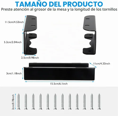 Vista 8 de Soporte para debajo del escritorio para Thunderbolt 4/Thunderbolt 3 Dock y cable de alimentación, estante de almacenamiento de hierro debajo