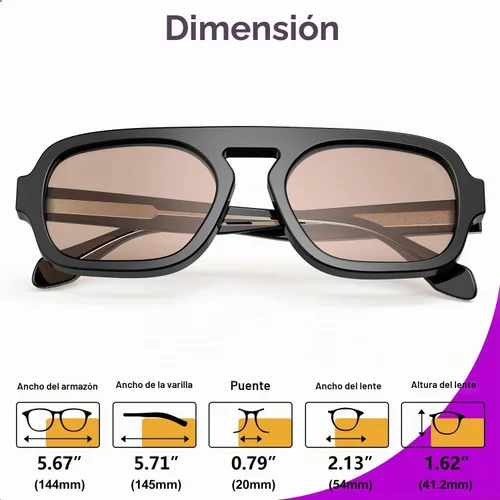 Vista 6 de VISOONE Trendy Square Aviator Sunglasses for Women Men