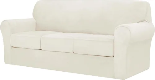 Vista 35 de CHUN YI Fundas de terciopelo para sofá de 4 piezas para sofá de 3 cojines, funda de sofá antideslizante resistente al agua, protector de muebles