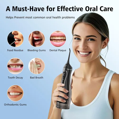 Vista 8 de Aetiovek Leominor - Hilo dental portátil para agua, 10.14 fl oz. irrigador oral actualizado con tanque removible, IPX7 resistente al agua, limpiador