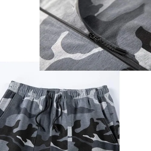 Vista 5 de Conjunto deportivo de 2 piezas con capucha para hombre, casual, cómodo, camuflaje, para hombre