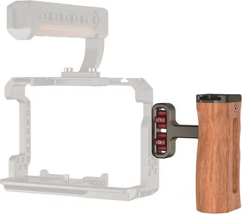 Vista 7 de Mini mango lateral de madera con tornillos de 1/4 de pulgada a 20 tornillos para cámara digital, jaula de cámara réflex digital con soporte de Mango