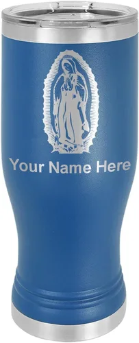 Vista 15 de LaserGram Taza Pilsner aislada al vacío de 14 onzas, Virgen de Guadalupe, grabado personalizado incluido (negro)