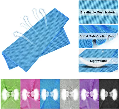 Vista 6 de Toalla de enfriamiento, paquete de 6 toallas de microfibra fría fría para la cabeza, bandana para el cuello (40 x 12 pulgadas) para atletas