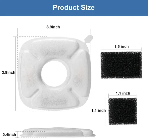Vista 7 de 8 filtros de repuesto para fuente de gato Veken para fuente automática de mascotas de 95 onzas/2.8 L y dispensador de agua de acero inoxidable