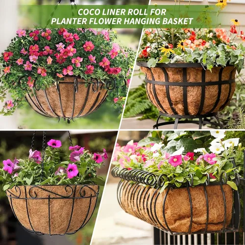 Vista 7 de Legigo Rollo de revestimiento de coco natural de 12 x 160 pulgadas, forro de coco para maceta, cesta colgante de caja de ventana, rollo de fibra