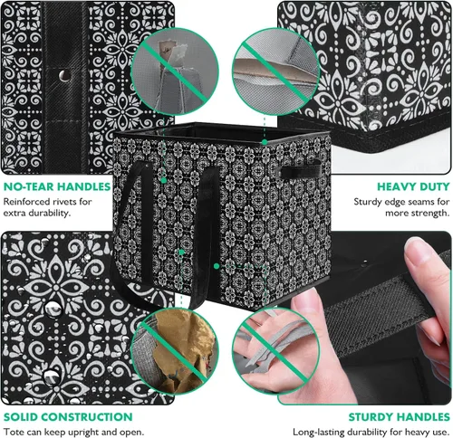 Vista 4 de WISELIFE Bolsas reutilizables para comestibles [2 unidades], bolsa grande para comestibles, resistente al agua, bolsa de compras plegable para ropa