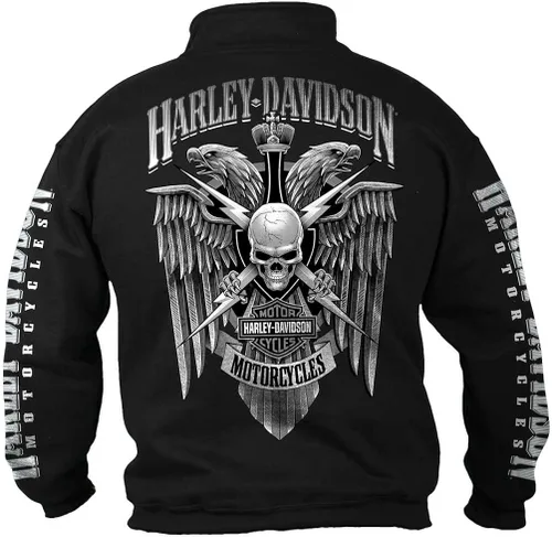 Vista 2 de Harley-Davidson Lightning Crest - Sudadera con cremallera de 14 para hombre, color negro, Negro