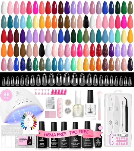 Vista 11 de Beetles - Kit de esmalte de uñas de gel con luz UV, 54 piezas, 32 colores A - Multicolor-32-54