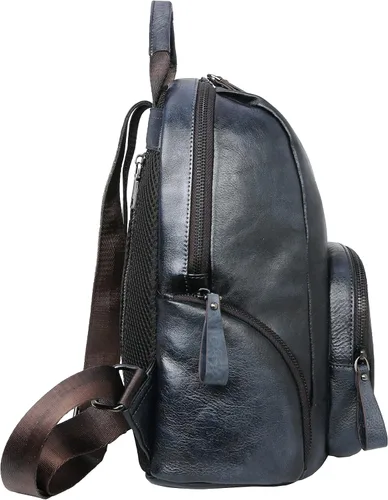 Vista 6 de Iswee Mochila de cuero retro para mujer, bolso pequeño, bonito antirrobo, casual, suave, mochila de viaje universitario, bolsa escolar, Negro
