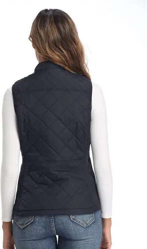 Vista 6 de Chaleco para exteriores de mujer, chaleco acolchado ligero con cremallera y cuello alto.