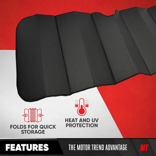 Vista 6 de Motor Trend Parasol para parabrisas para automóvil, camión y SUV, negro - Parasol plegable para ventana delantera, protección contra el calor