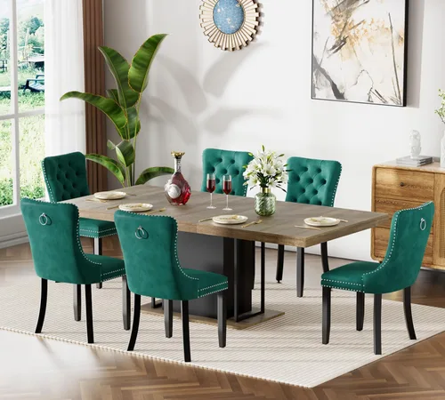 Vista 58 de Mesa de comedor extensible de 78.74 pulgadas para 6 8 y 10 pulgadas, moderna mesa de comedor extensible de granja con base de doble pedestal, mesa