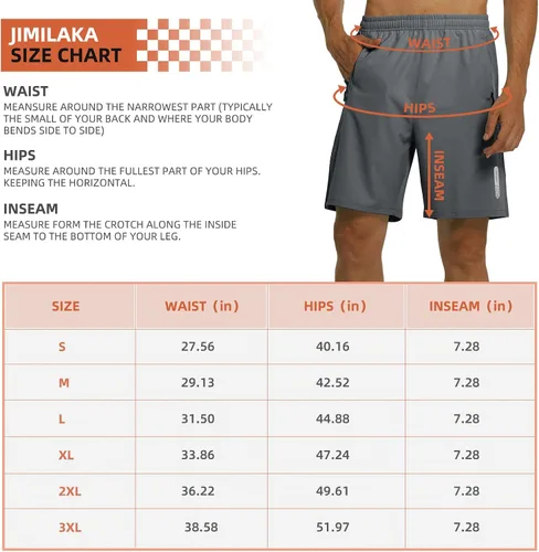 Vista 6 de Jimilaka Pantalones cortos deportivos de 7 pulgadas para hombre de secado rápido para entrenamiento gimnasio ligeros para senderismo baloncesto