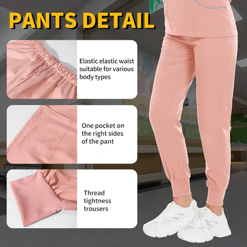 Vista 3 de niaahinn Conjuntos de uniforme médico para mujer, uniforme de enfermera, camiseta y pantalón deportivo, traje de trabajo de manga corta, diseño