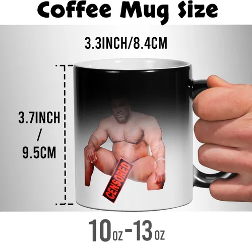 Vista 3 de Regalos divertidos para hombres, taza de café de madera de Barry, mensaje aparece mientras se calienta, regalos de elefante blanco para adultos