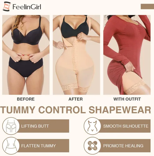 Vista 3 de FeelinGirl Faja Shapewear para mujer, control de abdomen BBL etapa 2, fajas colombianas, levantamiento de glúteos, corsé de cuerpo completo