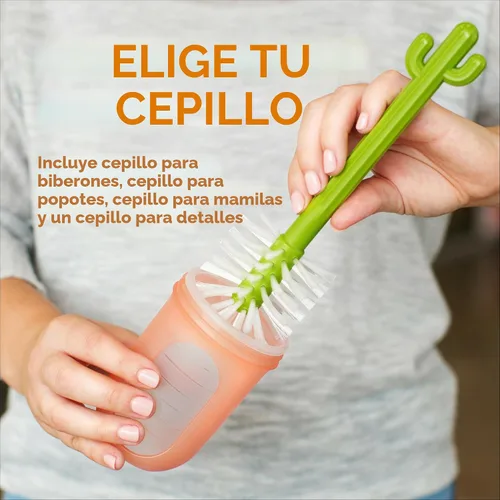 Vista 3 de Boon Juego de Cepillos de Limpieza de Botellas Cacti - Incluye Cepillo para Biberones, Cepillo para Tetinas, Cepillo de Detalle y Cepillo