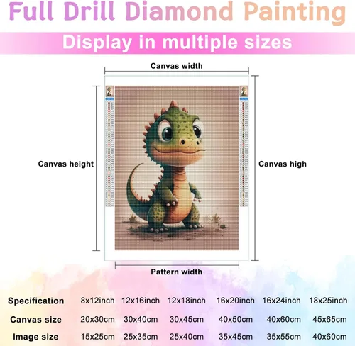 Vista 2 de Kits de pintura de diamantes para adultos, taladro completo redondo de dinosaurio 5D para decoración del hogar y decoración de pared de habitación