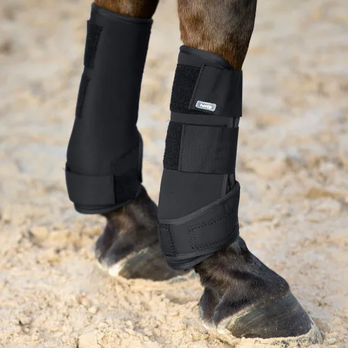 Vista 4 de HORZE Botas de férula de cepillado para caballos (par) - Neopreno duradero, cierre seguro, ligero - Negro - L