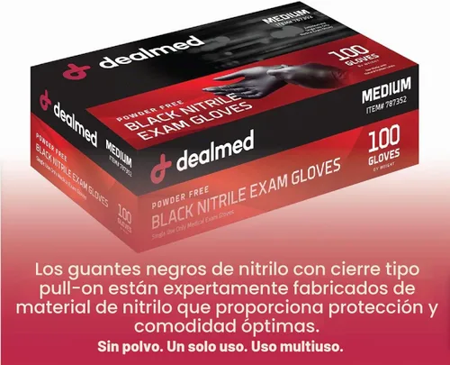 Vista 5 de Dealmed Black Nitrile Exam Gloves – Disposable Multi-Purpose Use Medical Gloves Use for First Aid and Medical Facilities