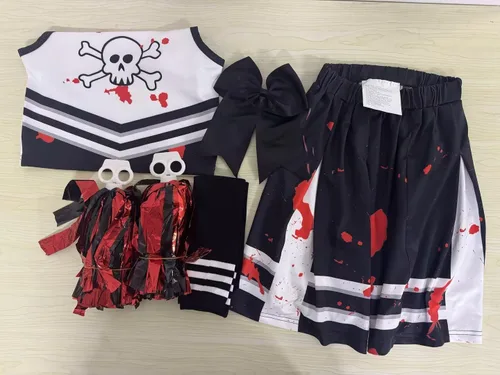 Vista 2 de Liitrsh Cheerleader Costume Girls Cheerleading Halloween Cosplay Scary Outfit Bloody Dress Accessories for Party