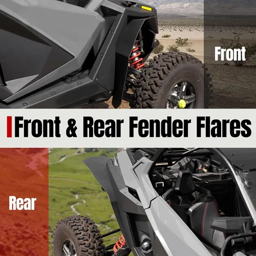 Vista 2 de A & UTV PRO Kit de aletas de barro y bloqueo de pozo de rueda trasera para Polaris RZR PRO XP y XP 4 2020 a 2024 – Extensor de salpicaduras
