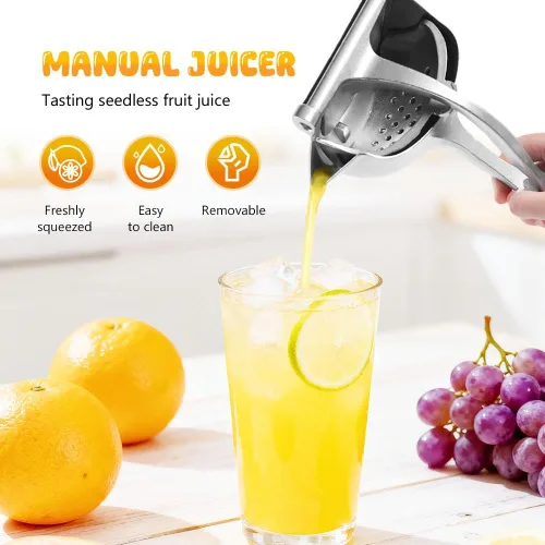 Vista 7 de Extractor de jugo de frutas frescas, exprimidor de mano 2026, exprimidor de limón, prensa manual con agarre ergonómico para una extracción eficiente
