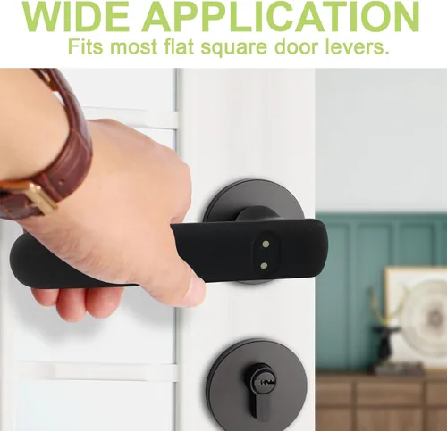 Vista 7 de Fundas para manijas de puerta, 2 guantes de silicona con bonito diseño de máscara de seguridad, cubierta de perilla antiestática para manijas