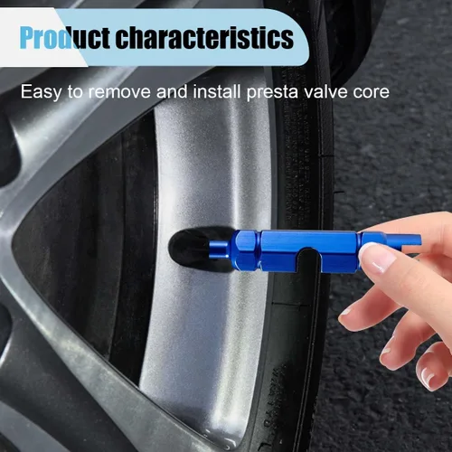 Vista 4 de Kit de herramientas de extracción de núcleo de válvula de bicicleta para válvula Presta y Schrader, herramienta de ajuste de reparación de núcleo