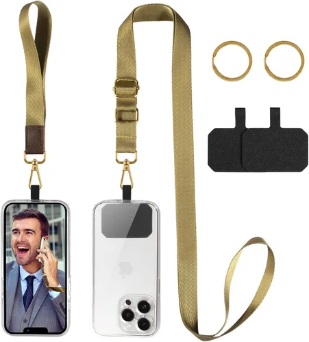 Vista 13 de Cordón cruzado para teléfono celular, correas ajustables para el cuello para el hombro con cordón de muñeca, almohadillas de sujeción para teléfono